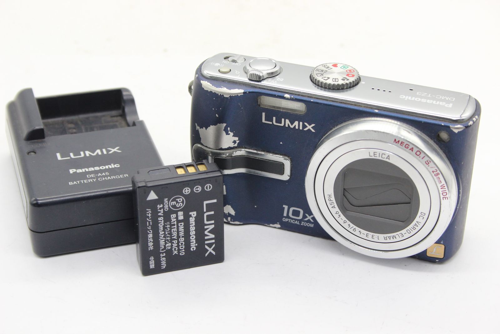 Panasonic 【返品保証】 パナソニック Panasonic LUMIX DMC-TZ3 ブルー 10x バッテリー チャージャー付き コンパクトデジタルカメラ s5401