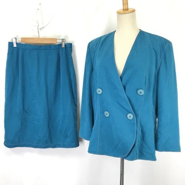 GK伊太利屋 ITALIYA ノー ジャケット-タイトスカート|上下セットアップ 13|レディースLL|ターコイズブルー Jackets|skirt|Set up◆cBH517<sale>