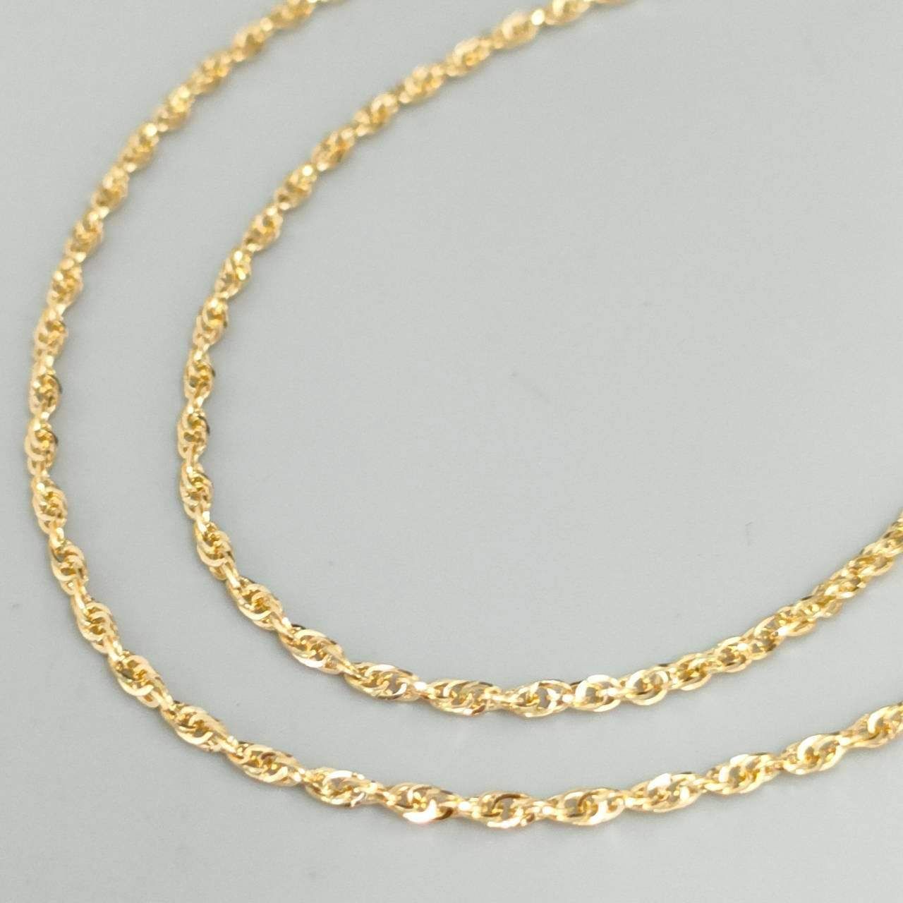 18金 K18 ジュエリーマキ デザインチェーンネックレス レディース 3.79g 45.5㎝ D199