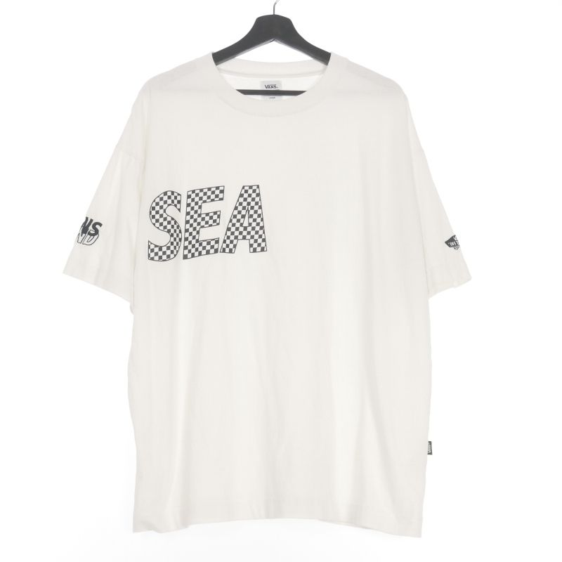 ウィンダンシー WIND AND SEA × VANS チェッカーフラッグ Tシャツ カットソー 半袖 L 白 ホワイト 122H1011599