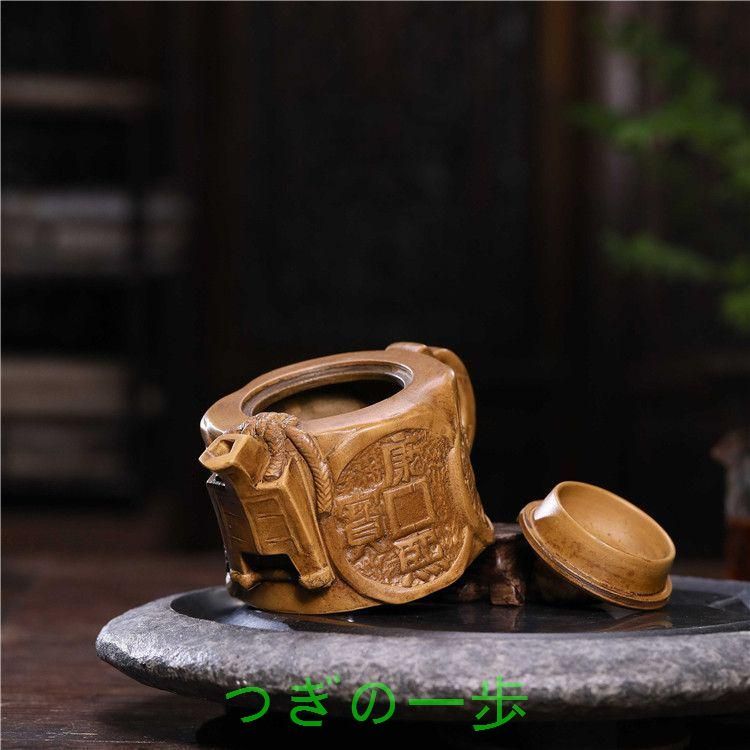 古銅 鶉 時代 香炉 DT511 明治期 金鐘堂 紫銅鼎形 香炉(三足、唐獅子