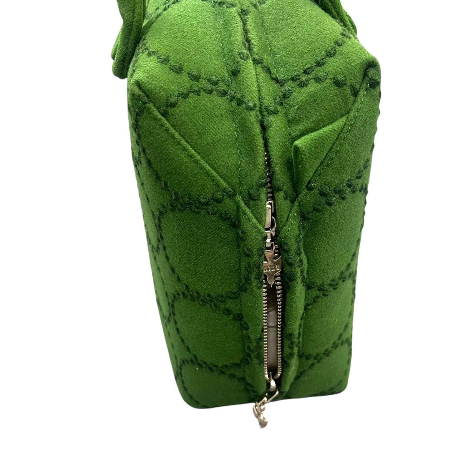 美品 ミナペルホネン mina perhonen マトカバッグ タンバリン グリーン 
