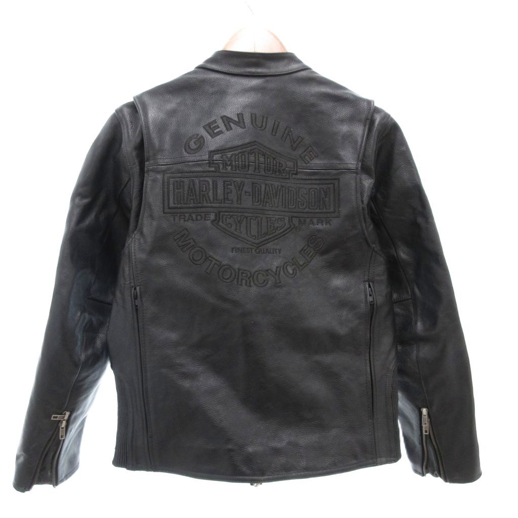 美品 Harley-Davidson シングル ライダースジャケット レザー 黒 HARLEY-DAVIDSON シングルライダース レザージャケット/革ジャン