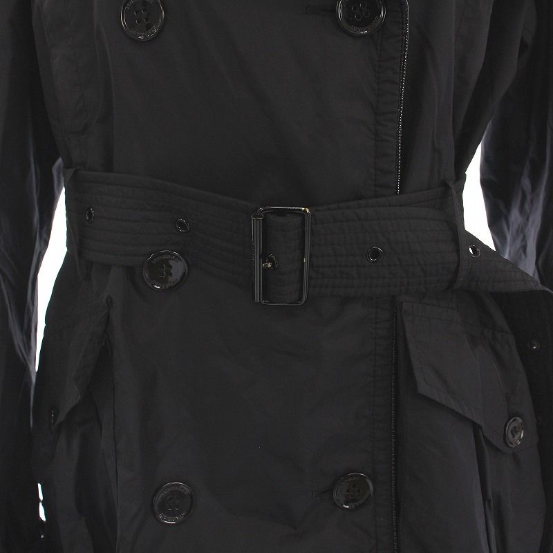 Burberry トレンチコート ナイロン 黒 ベルト シャドーチェック