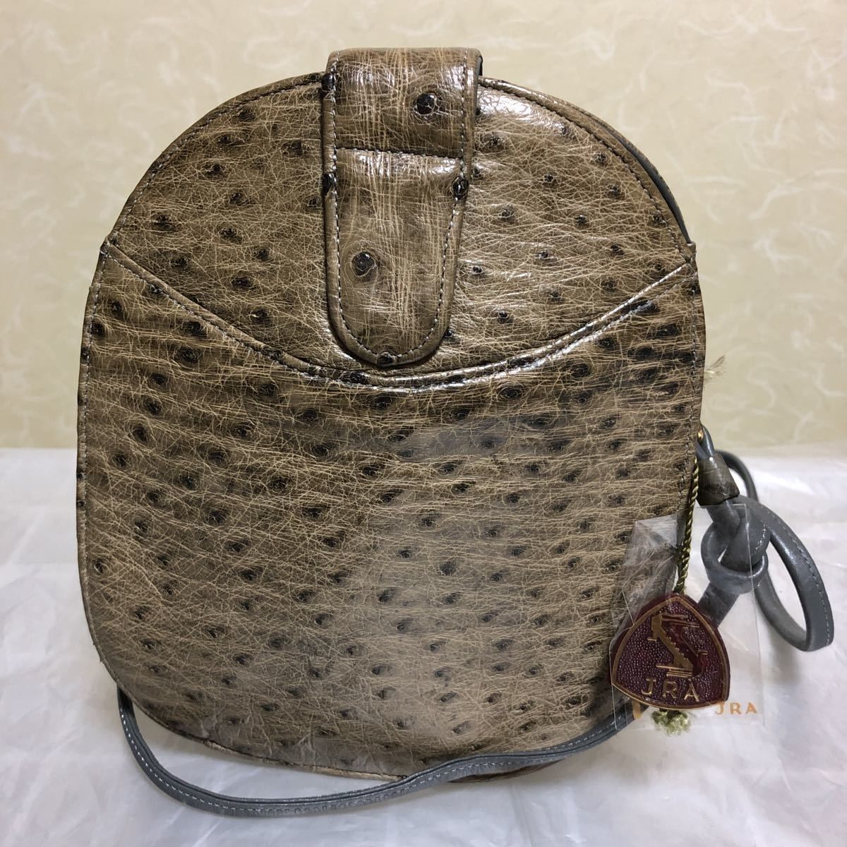 JRA/ショルダーバッグ/本革オーストリッチ/正規品/ベージュブラウン JRA/ショルダーバッグ/本革オーストリッチ/正規品/ベージュブラウン