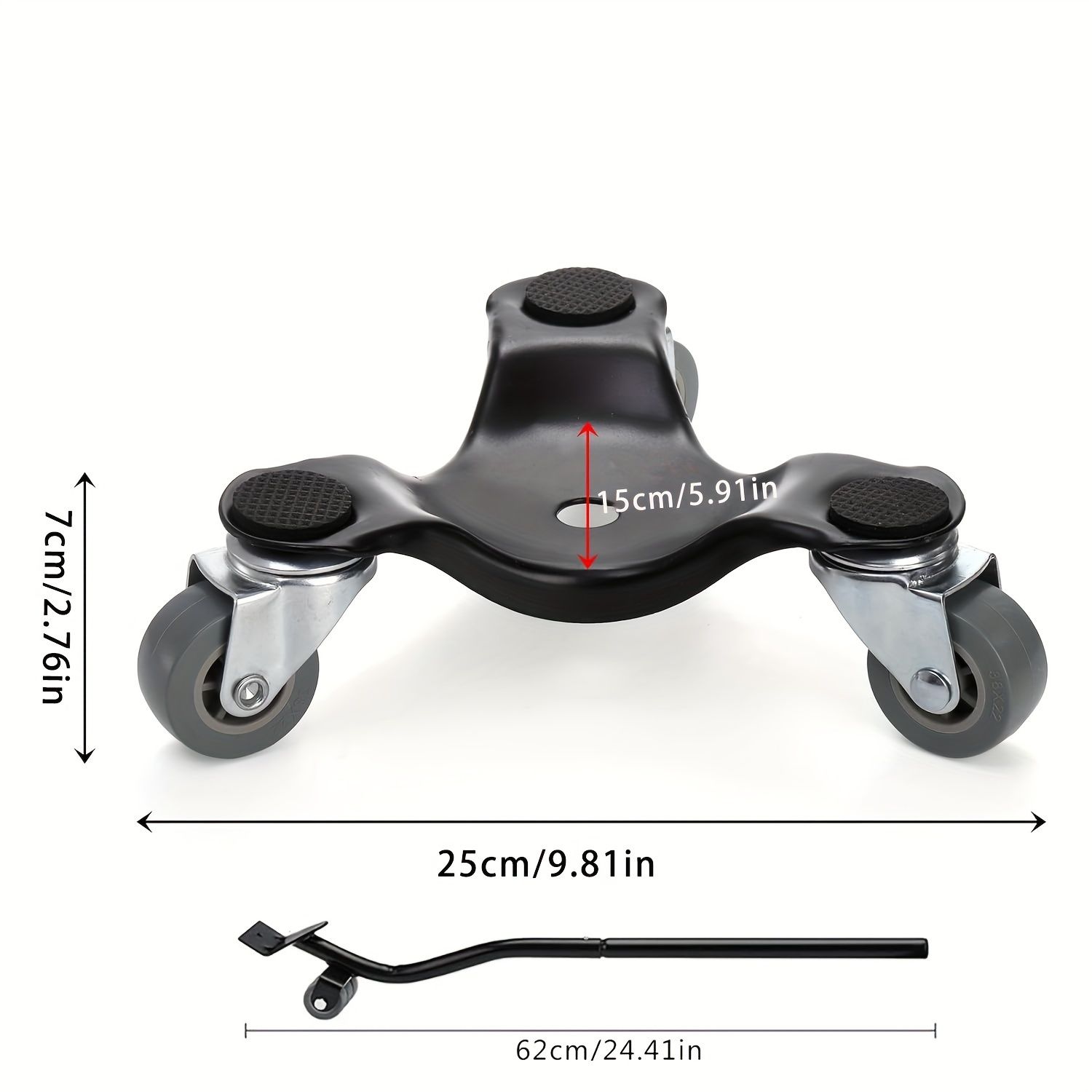 1セットの大型黒色3輪溝付きゴム製ホイール耐荷重移動ツール 延長されたバール付きユニバーサルホイール移動ツール 重い家具 冷蔵庫 ソファ キャビネット エアコン ダイニングテーブルなどを移動するために使用されます