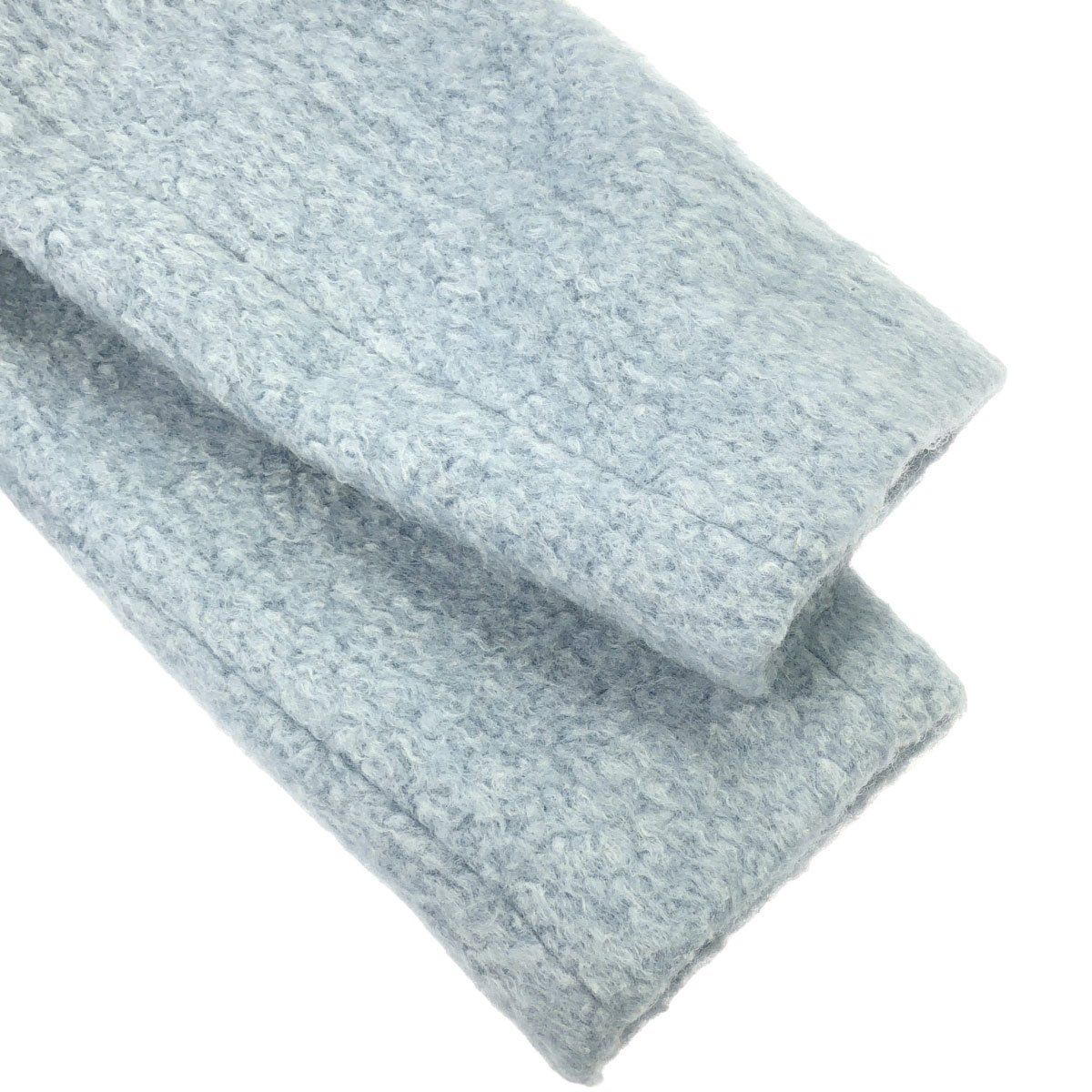 TELA テラ モヘアウールノーカラーシャギーコート サックスブルー 40