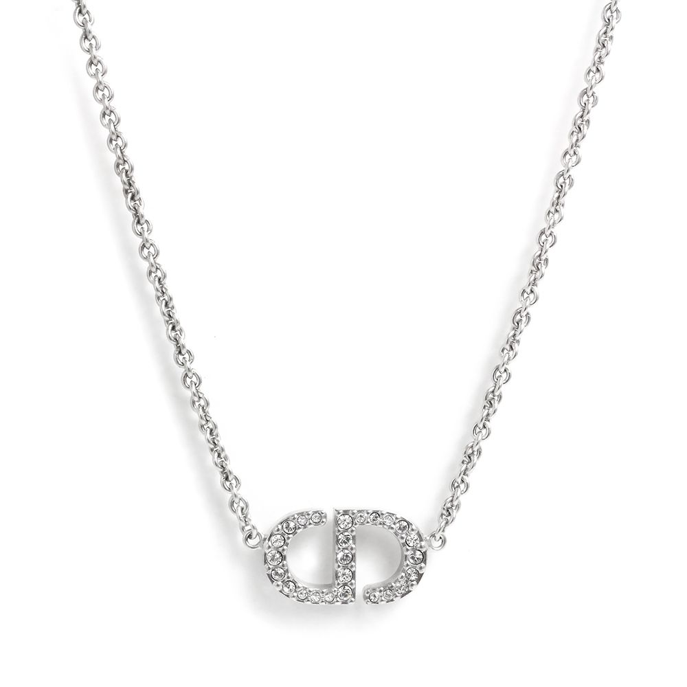 クリスチャンディオール プチ Petit CD ラインストーン ネックレス ペンダント シルバー N2241WOMCY Christian Dior