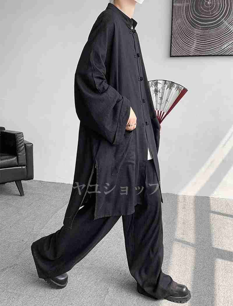 新作 セットアップ メンズ 上下セット 春服 綿麻 リネン生地 長袖 前開