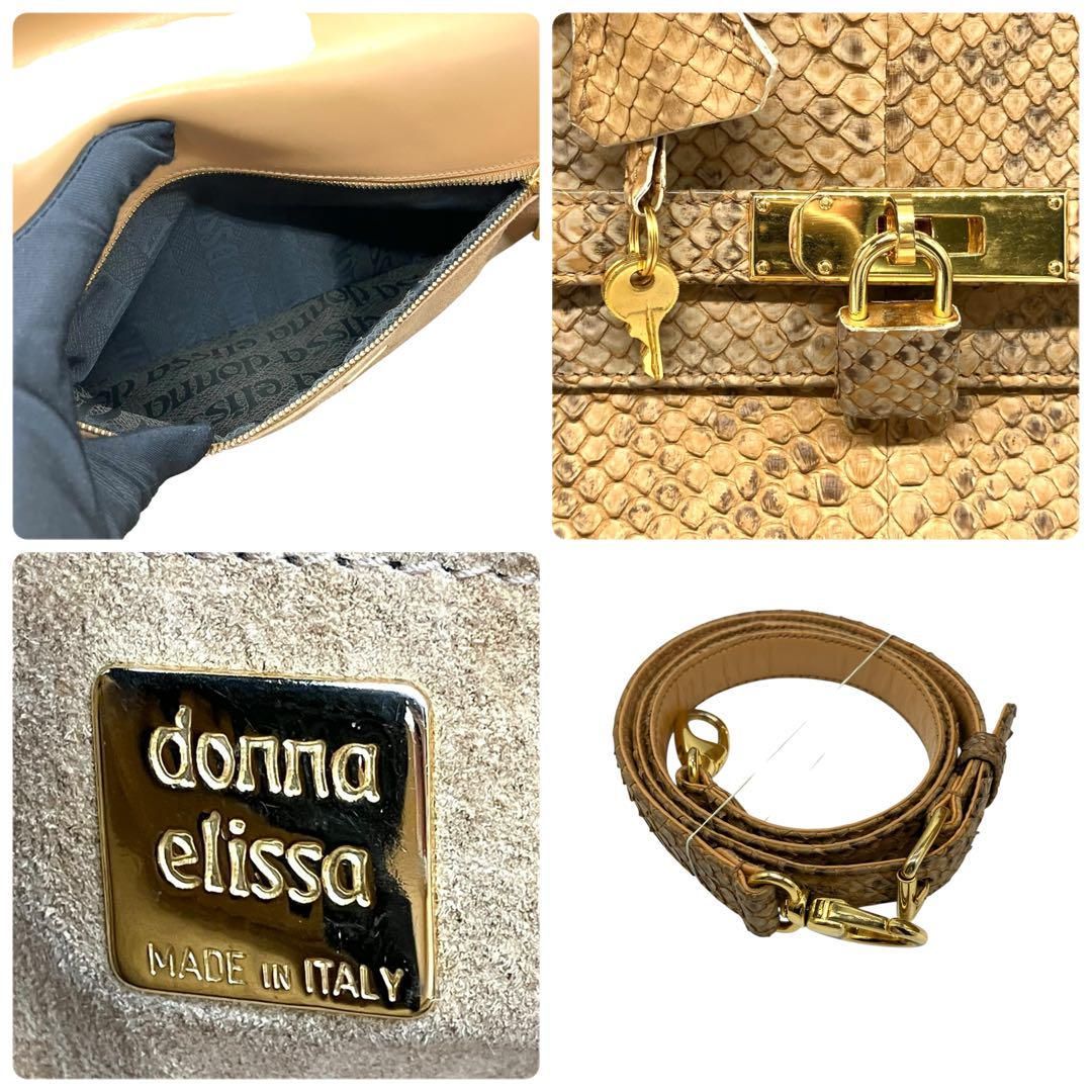美品 donna elissa ハンドバッグ 2way ダイヤモンドパイソン