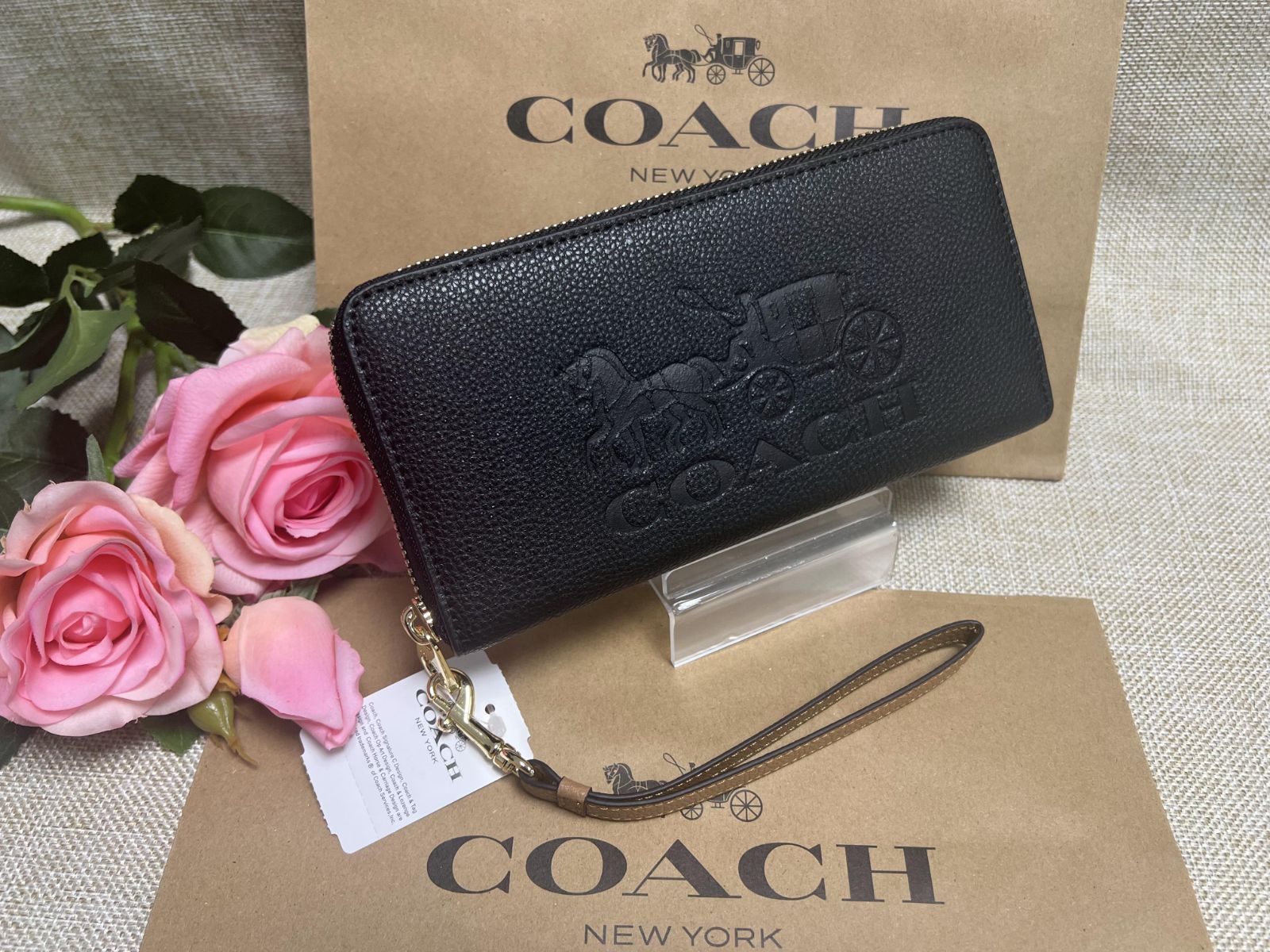 COACH 財布 コーチ 長財布 アコーディオン ラウンドファスナー ホース