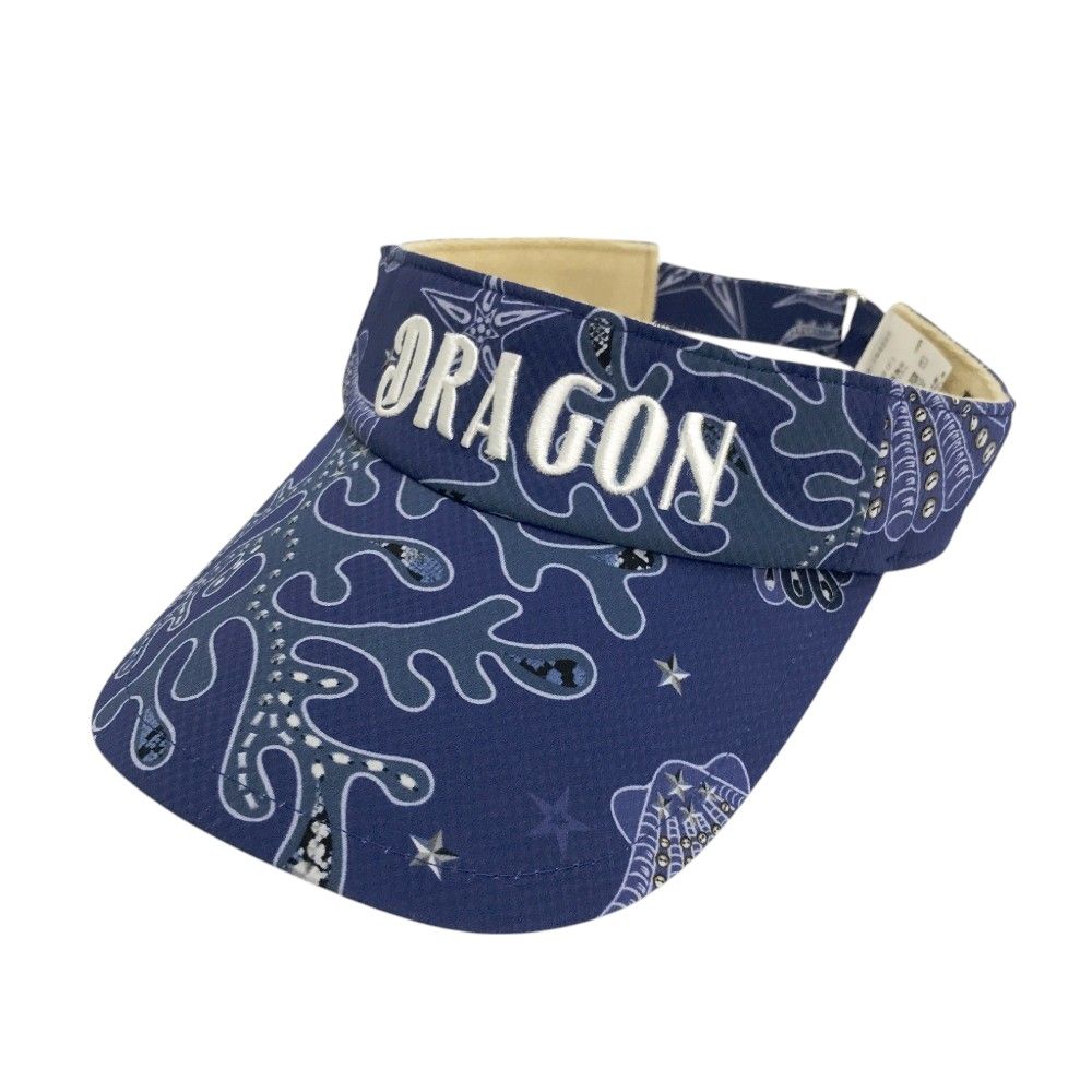 DANCE WITH DRAGON ダンスウィズドラゴン  ロゴ刺繍 サンバイザー 総柄 ブルー系 F [240101369730] ゴルフウェア ストスト