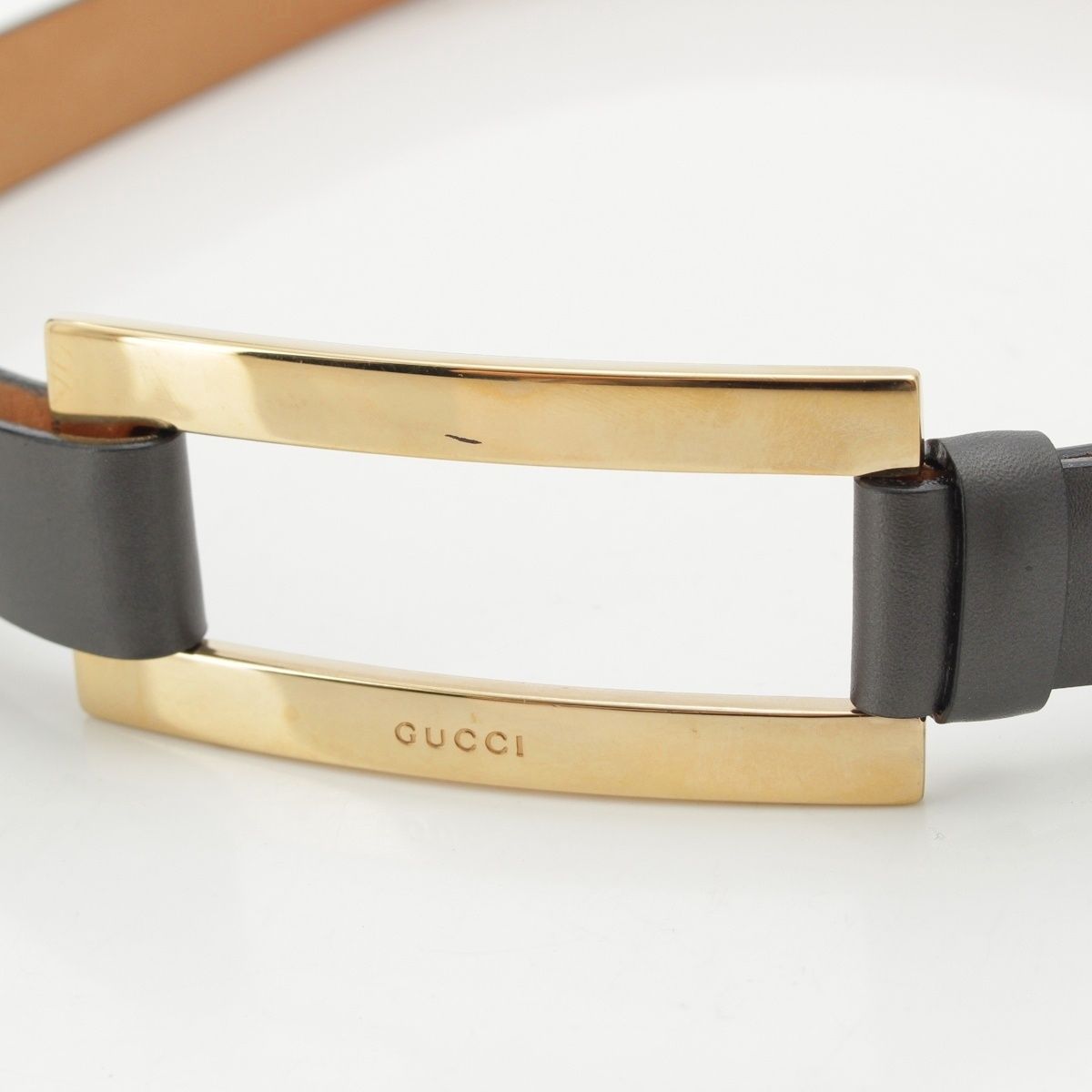 グッチ スクエアバックル ウエストマーク ベルト ブラックゴールド  