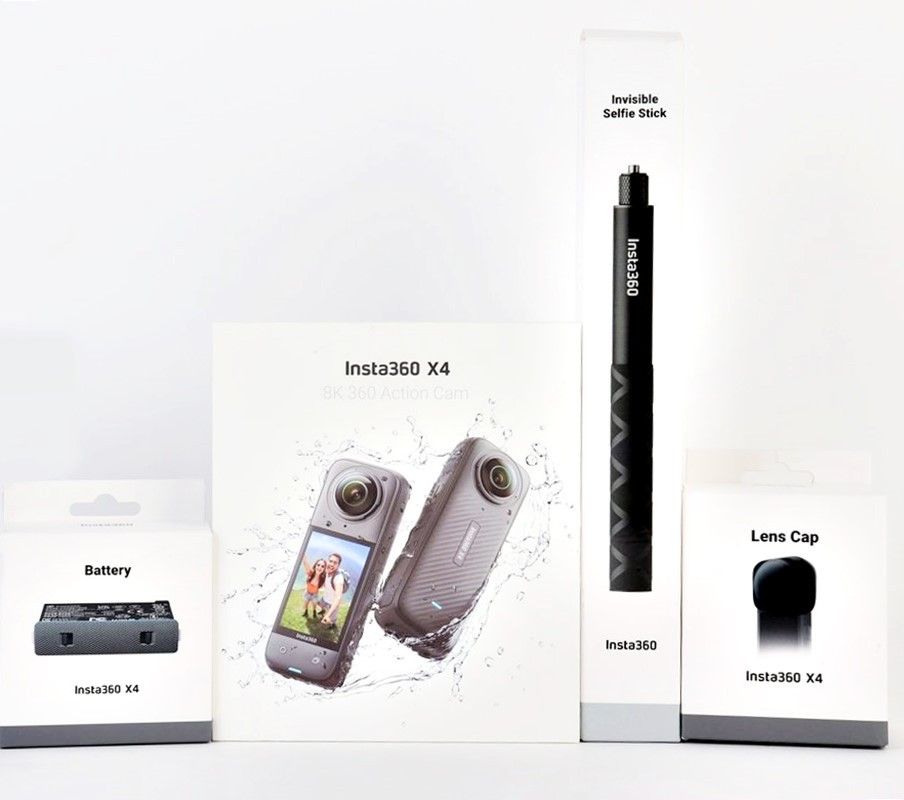 insta360 X4 360° アクション カメラ オリジナルバンドル 予備バッテリー 自撮り棒 レンズキャップ insta360 R2510-083