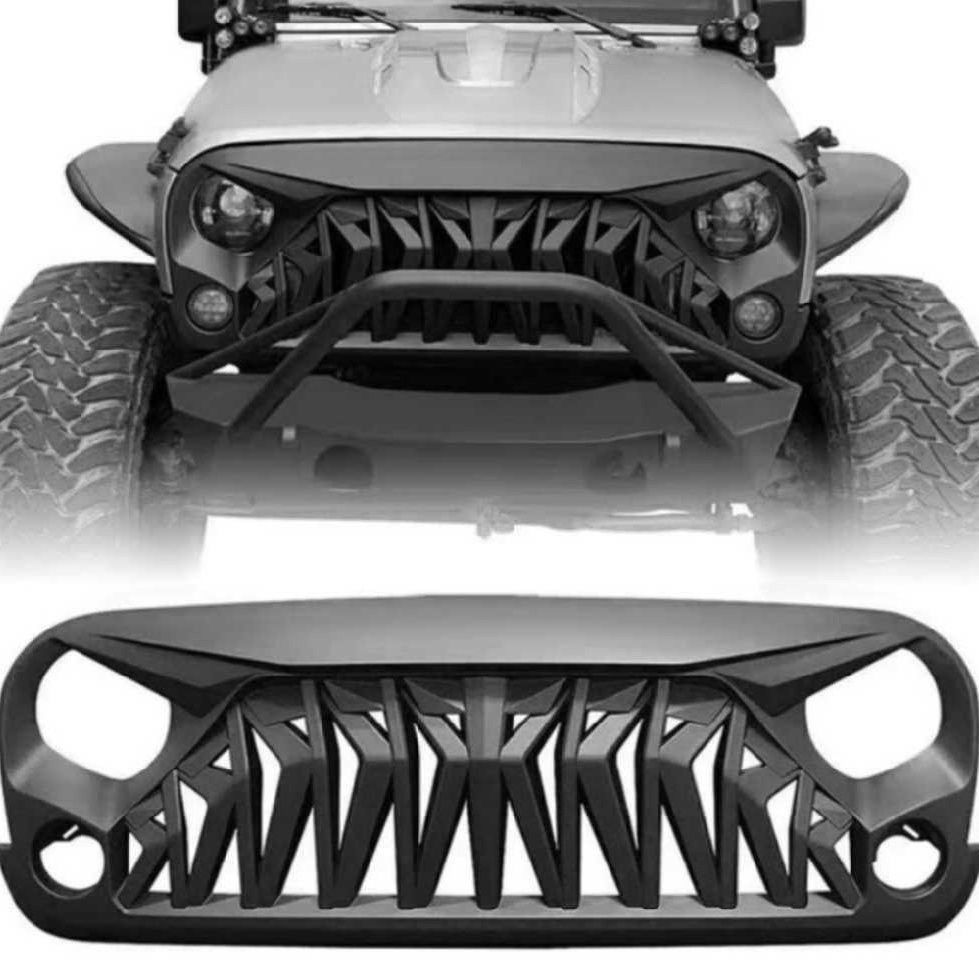 ジープ 牧馬人 JK 2007〜2017年対応 フロントグリル 野馬スタイル カスタムグリル マットブラック ABS製