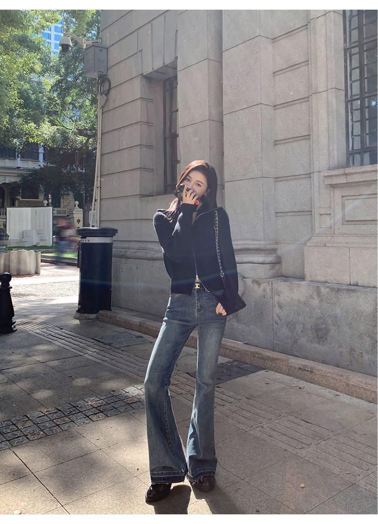 ハイウエストラペルジッパートップス