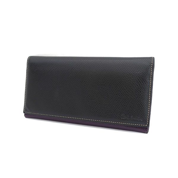 Paul Smith / ポールスミス 二つ折り 長財布 レザー ブラック パープル 【財布/サイフ/ウォレット/wallet/コイン】 ブランド 