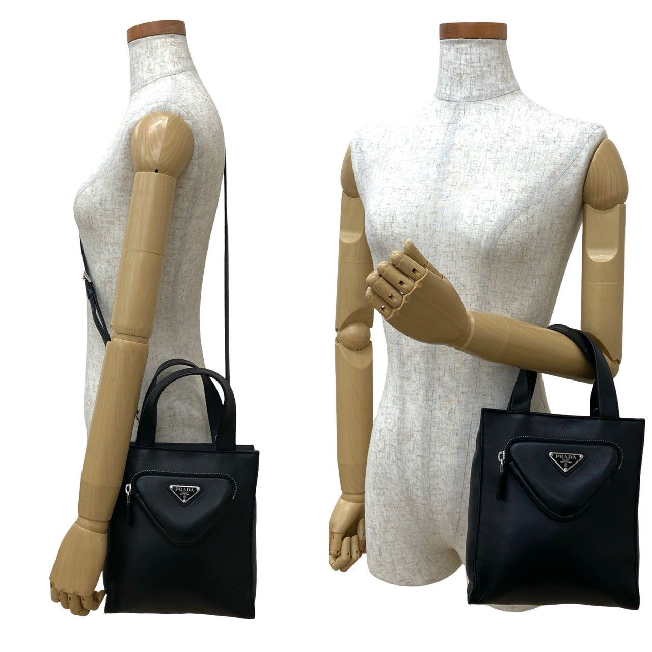 極美品 PRADA レザー 2WAY ハンドバッグ ショルダーバッグ 三角ロゴ 極 美品 PRADA プラダ 三角ロゴ 金具 ナッパ レザー 本革 2way