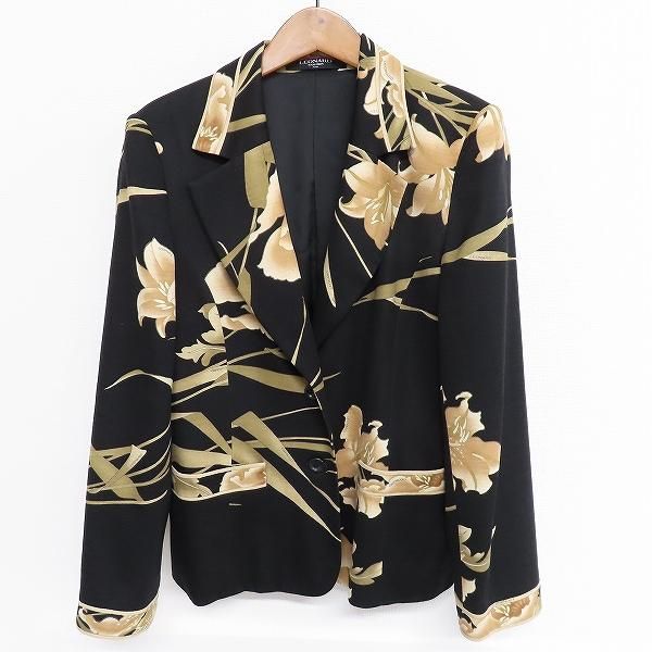 美品⭐︎ LEONARD レオナール　ジャケット　花柄　1釦　現行モデル　カンカン 極美品】LEONARD カンカン素材 花柄 高級ジャケット 日本製 40