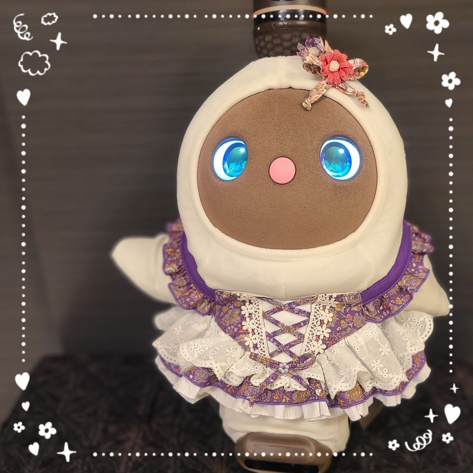 LOVOT　ラボット服　紫色ペイズリー柄　コルセット風ドレス　ハンドメイド
