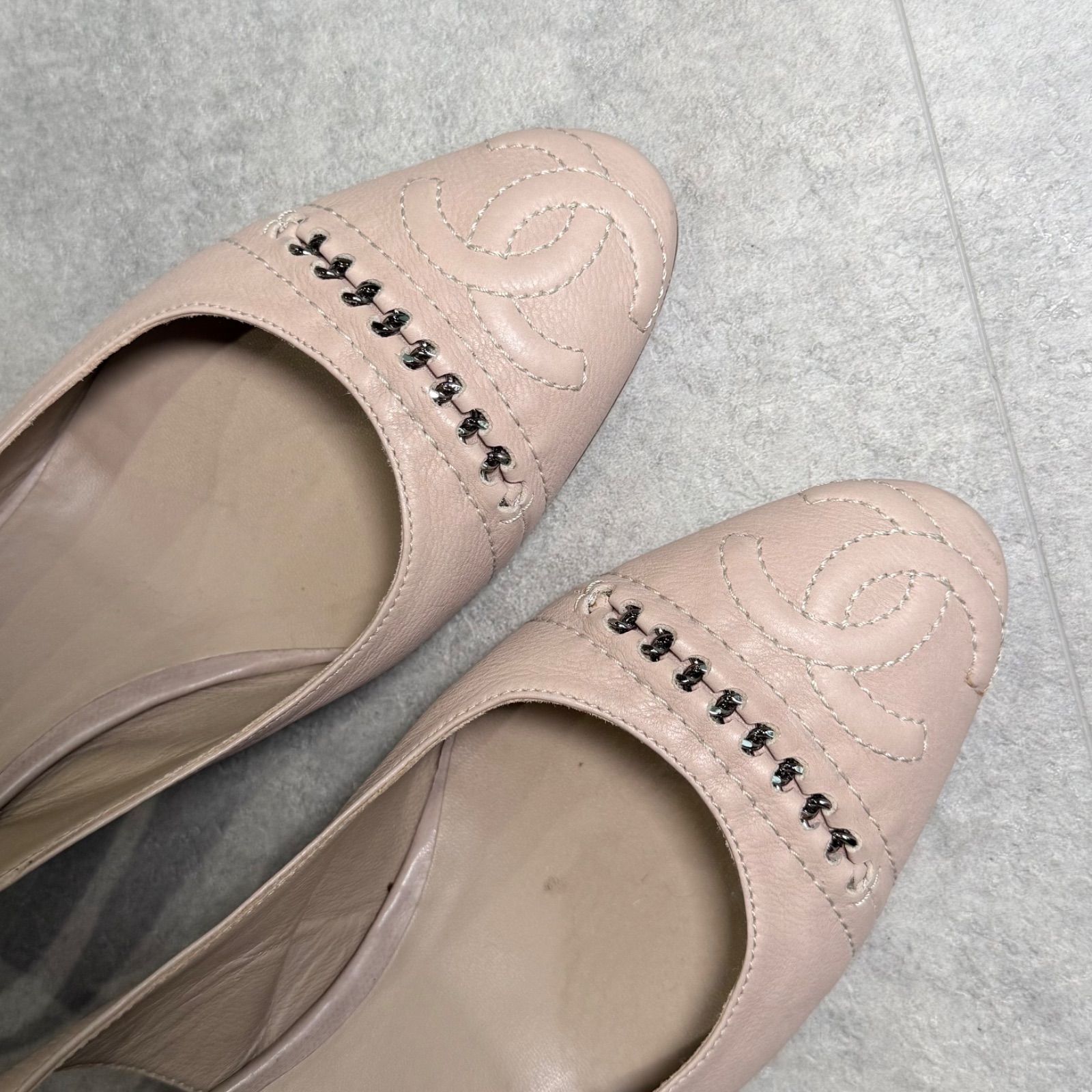 美品 CHANEL シャネル スリングバックパンプス ココマーク