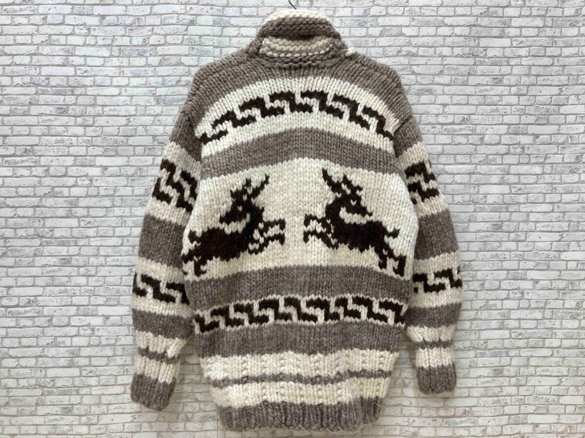 GENIUNE COWICHAN INDIAN カウチンニット ウール サイズフリー 鹿 アイボリー×ブラウン系