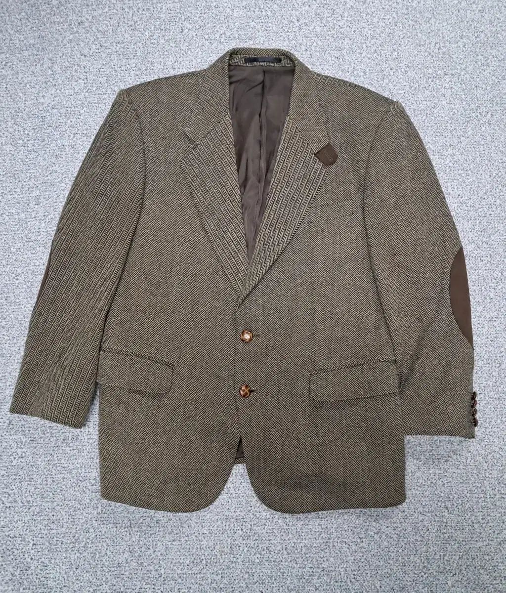 YVES SAINT LAURENT イヴ サンローラン ヘリンボーン カシミアブラウン ジャケット エルボー パッチ