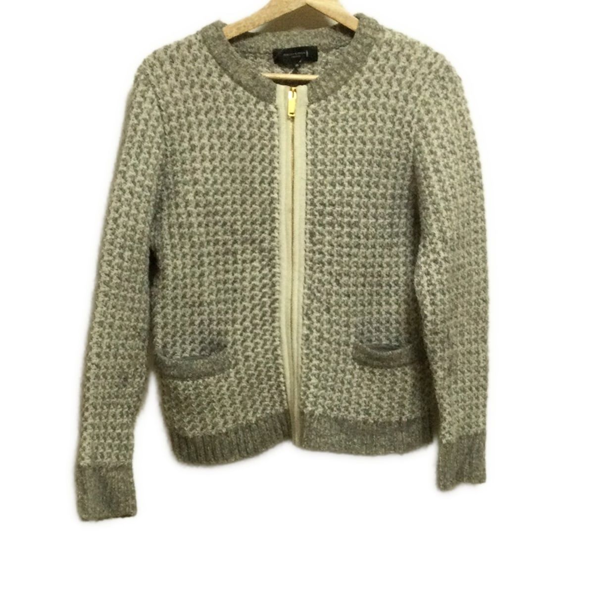 マッキントッシュロンドン ブルゾン サイズ46 XL レディース - アイボリー×グレー×白 長袖|ニット|ジップアップ|秋|冬