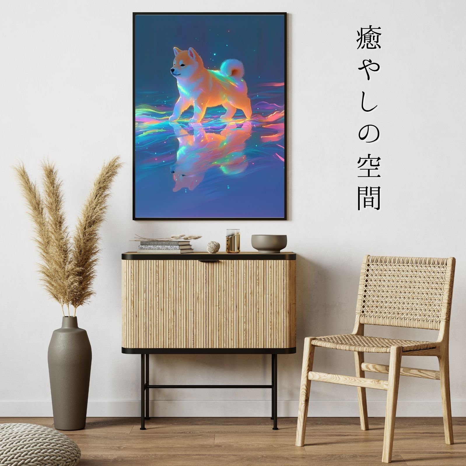 名入れOK リフレクション - 柴犬 豆柴犬 No.1 アートポスター ペットロス うちの子記念日 北欧 ナチュラル モダンインテリア