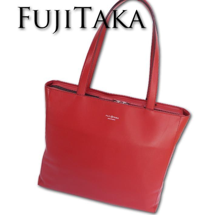 フジタカ FUJITAKA レザー トートバッグ ショッパー A4 メンズ レッド