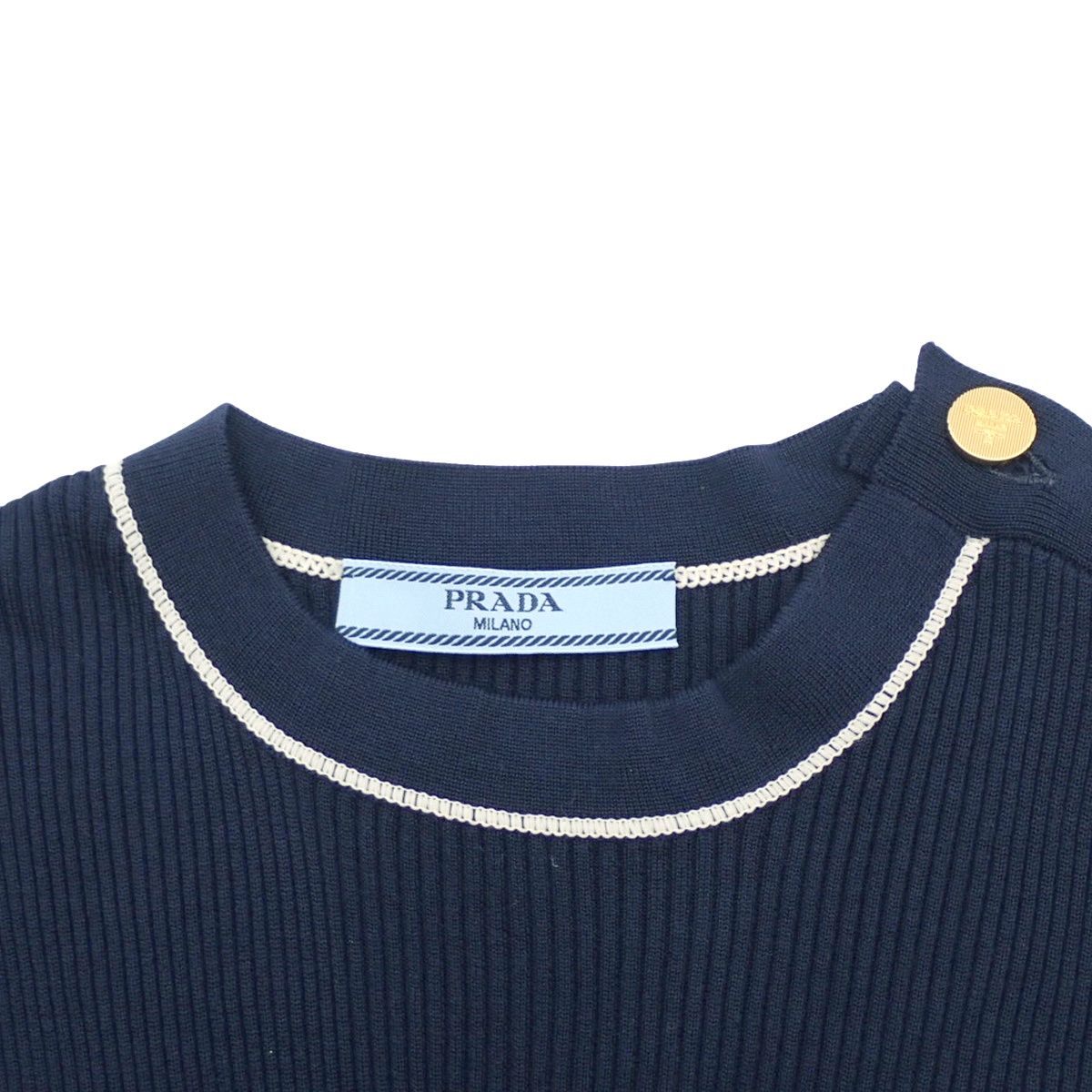 PRADA ネイビー ケーブルニット PRADA(プラダ) クルーネックセーター トップス 2023年 アパレル