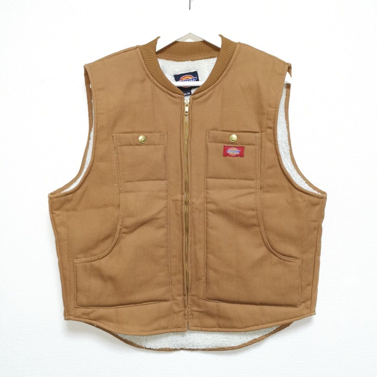 【k8856】USA古着ディッキーズダック地ベストジャケットアウタージップアップ ディッキーズ Dickies ダック地 ボアベスト ブラウン XL - メルカリ