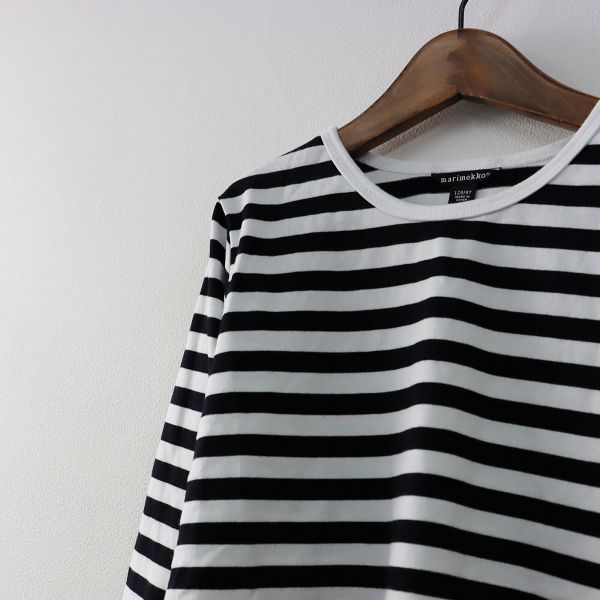 MARIMEKKO ボーダー ロングスリーブTシャツ ロンT XS イエロー marimekko ボーダー 長袖Tシャツ marimekko マリメッコ フィンランド製