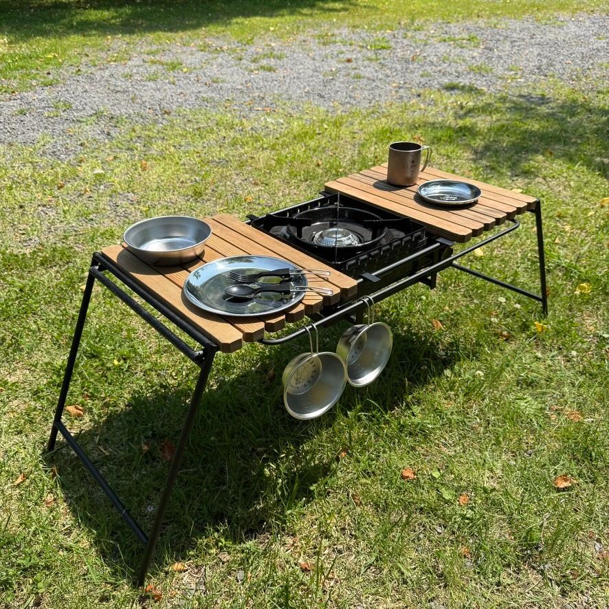 IGT対応 折りたたみアイアンテーブル ジャコビーン色-フラットバーナー