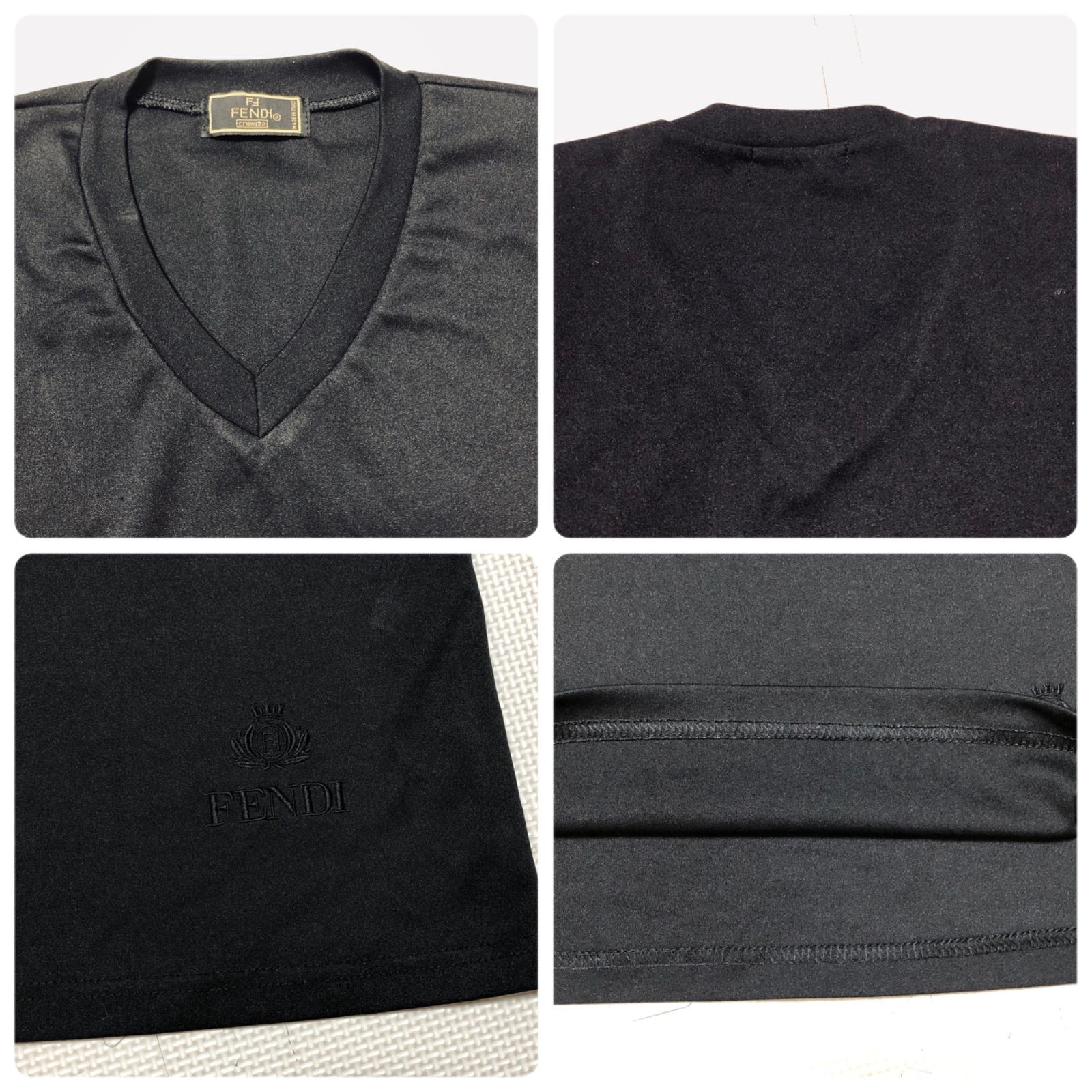 Fendi ロゴパターン VネックTシャツ