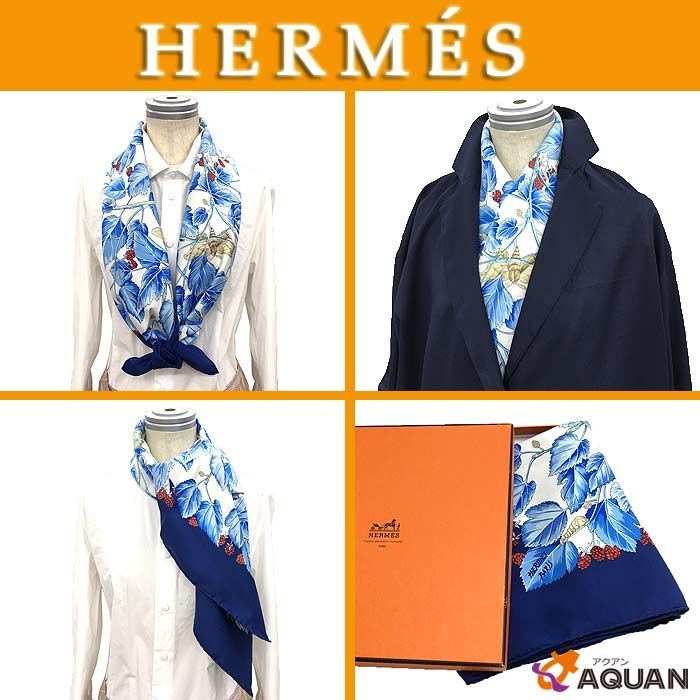 HERMES　エルメス　スカーフ　カレ90　絹の木　美品　aq7139