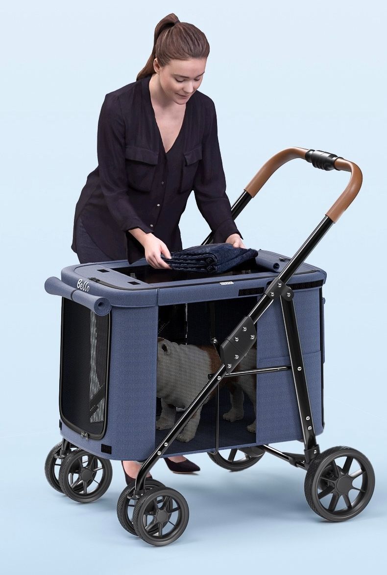 新品　Bello ペットカート　折り畳み　 グレー　多頭中小型犬　大型犬 新品 Bello ペットカート 折り畳み グレー 多頭中小型犬 大型犬