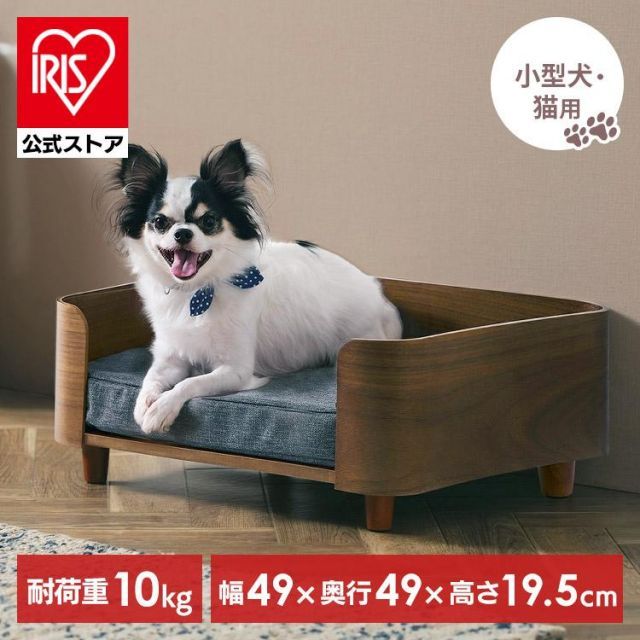公式 ペットベッド 犬 ベッド 猫 ソファ クッション おしゃれ プライウッド スクエアペットベッド ペット 一人掛け PW-SPB49 ウォールナット アイリスオーヤマ