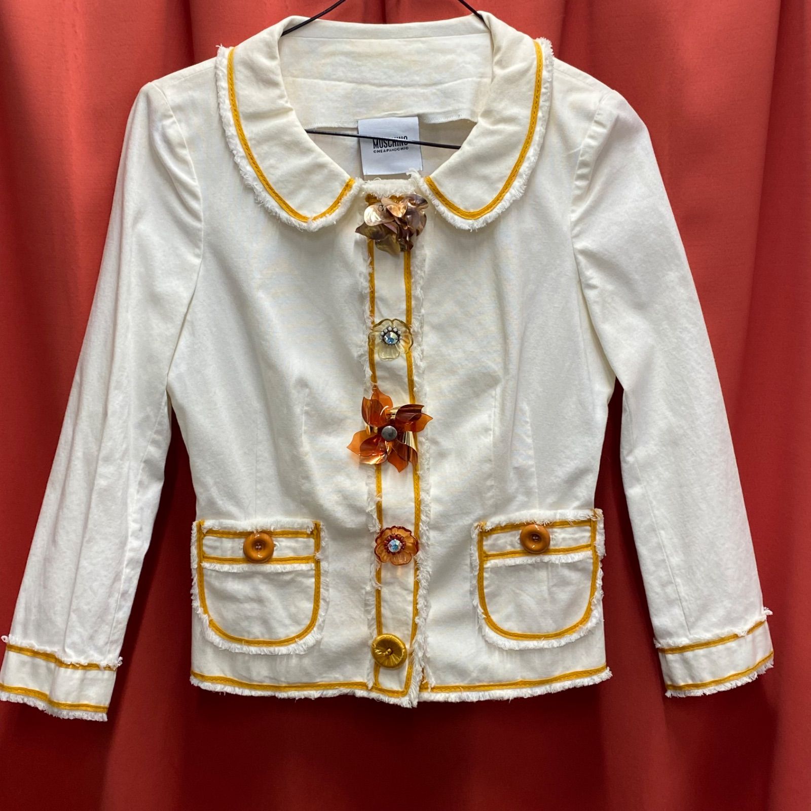 【モスキーノ MOSCHINO】ウールジャケット MOSCHINO モスキーノ ジャケット ブルゾン フラワー ボタン