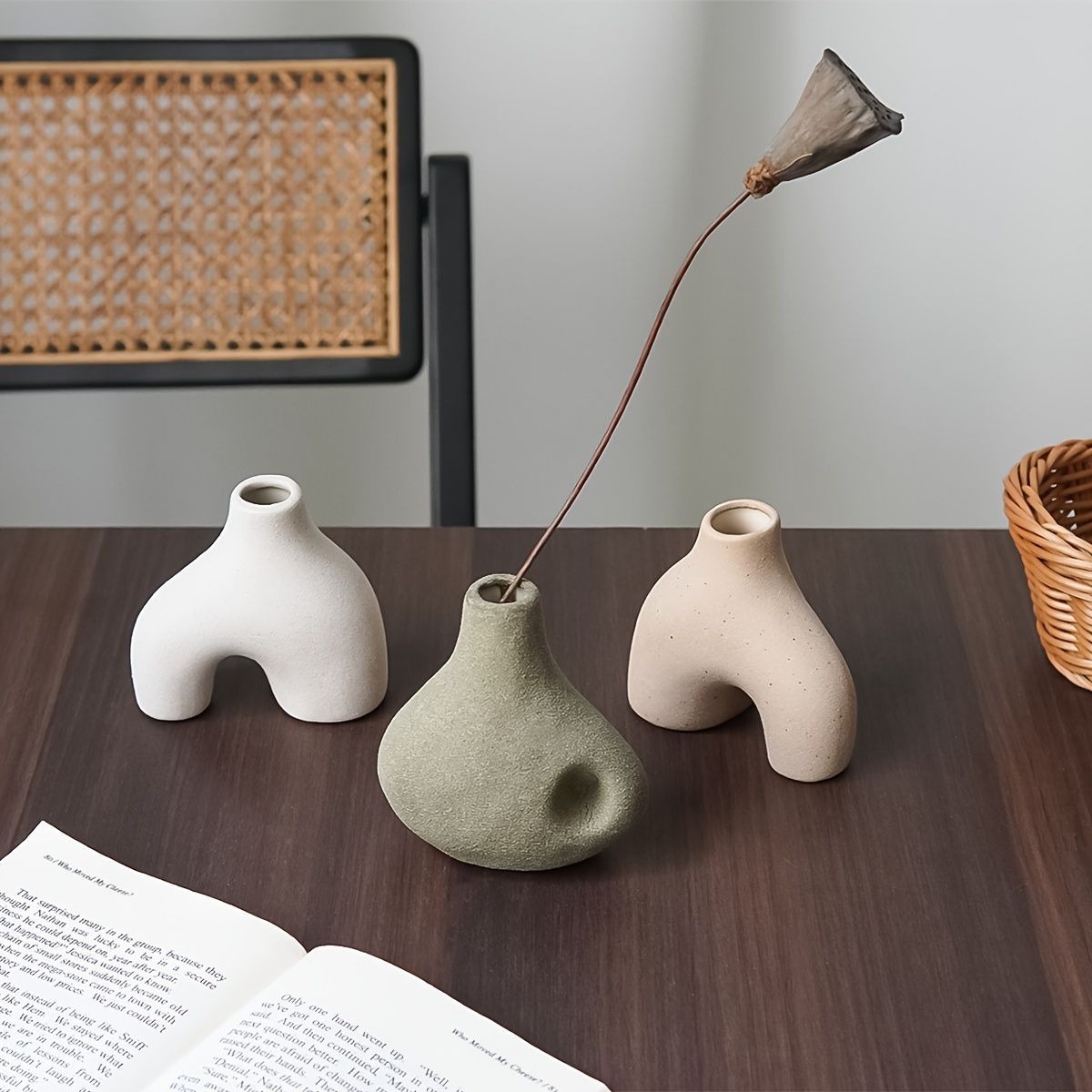 花器 1個 ヴィンテージ 北欧風 セラミック花瓶 マット仕上げ 玄関