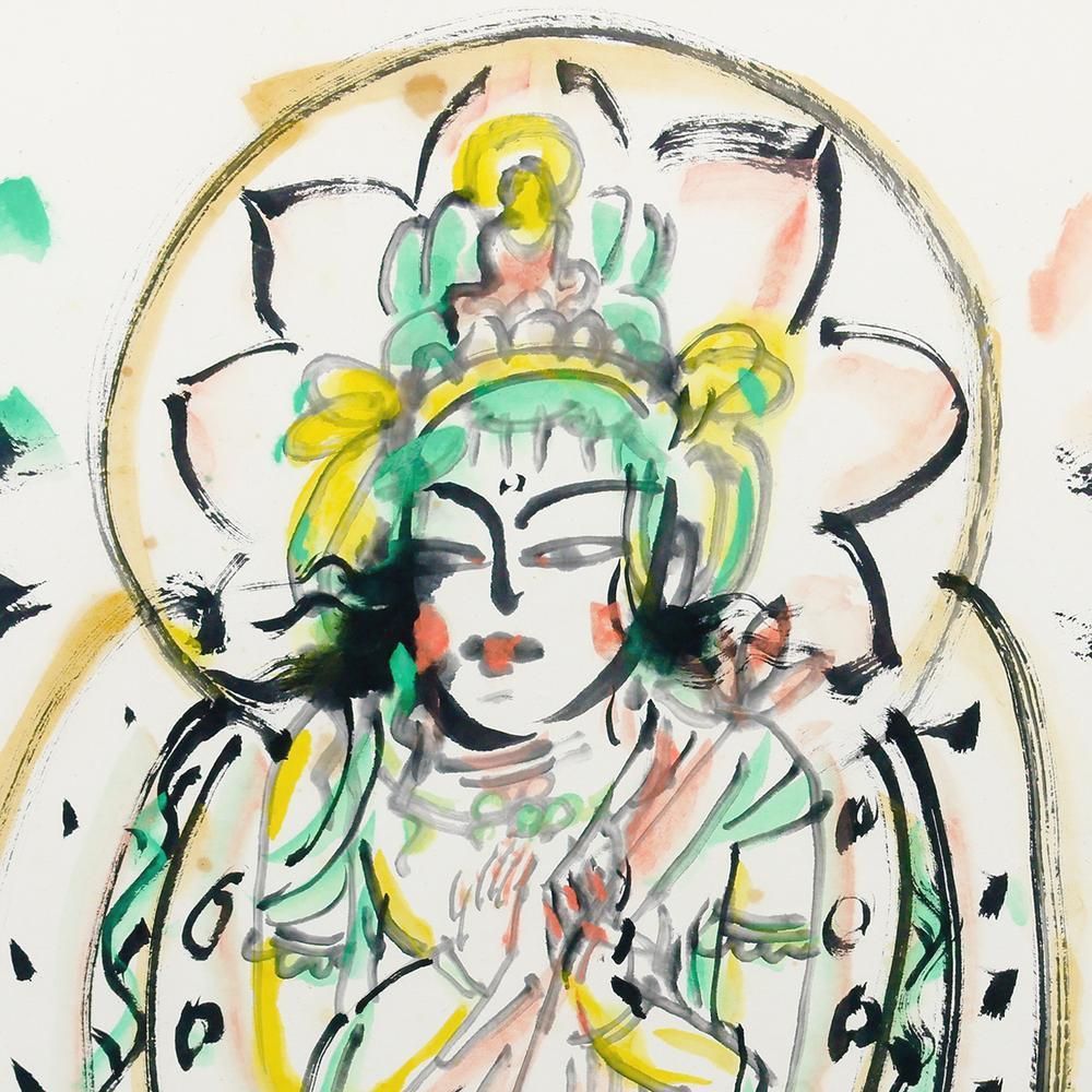 【真作】版画　澤田政廣　リトグラフ　聖観音　仏画　仏教美術　W130 Yahoo!オークション -「澤田政廣」の落札相場・落札価格