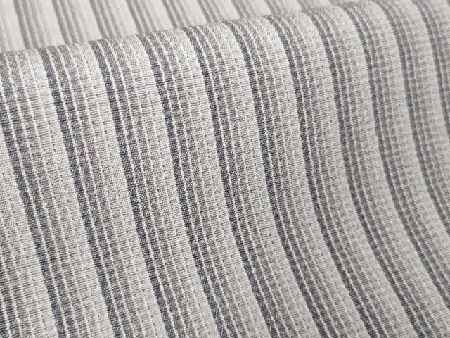 平和屋着物□極上 本塩沢 やまだ織 単衣 縞 小出マサイ作