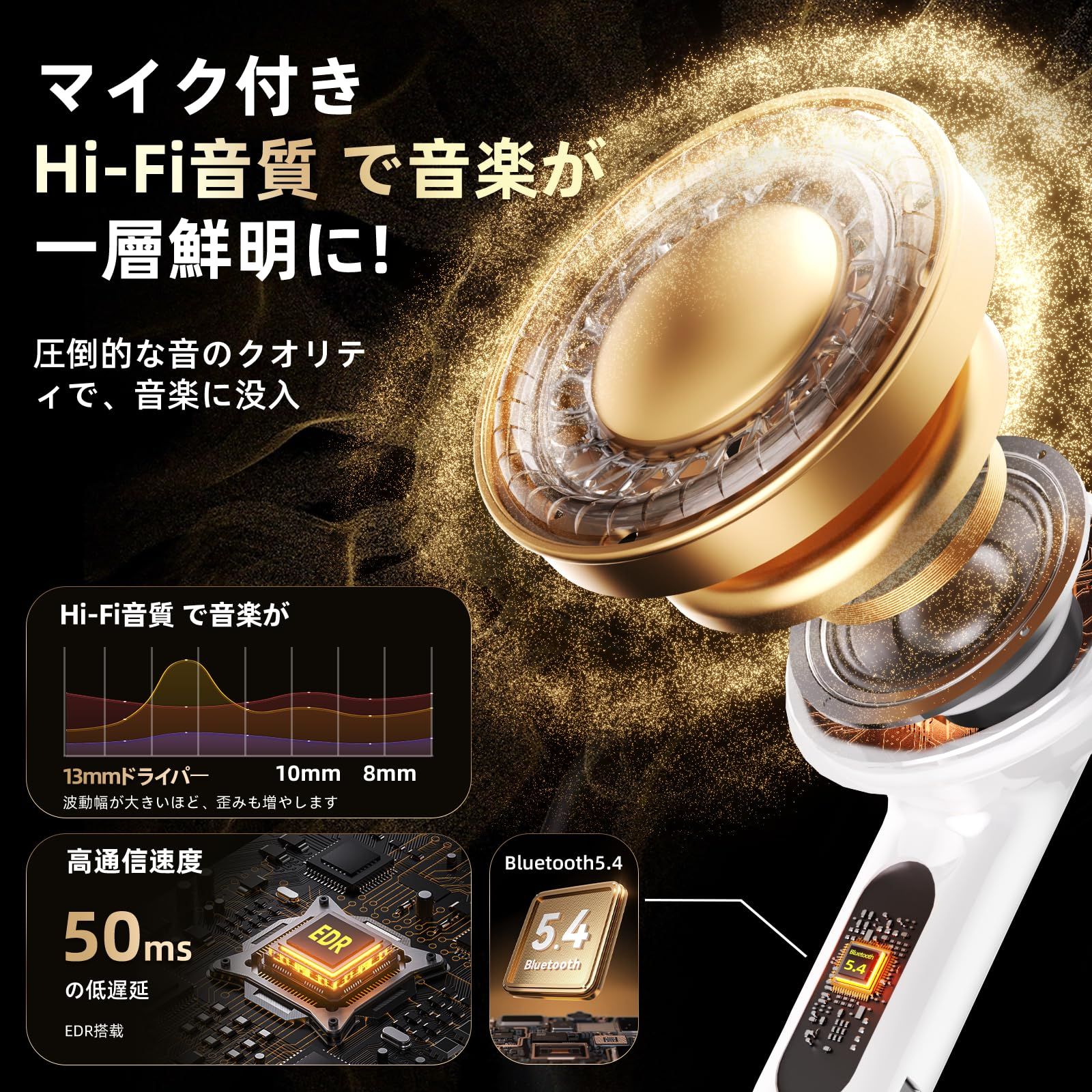 ワイヤレスイヤホン bluetooth イヤホン Wonkins ブルートゥースイヤホン 無線 接続瞬時 Hi-Fi Type-C急速充電 ぶるーとぅーす 小型 軽量 WEB会議 運動 ゲーム テレワーク 通学 通勤 スポーツ 音楽用iPhone And