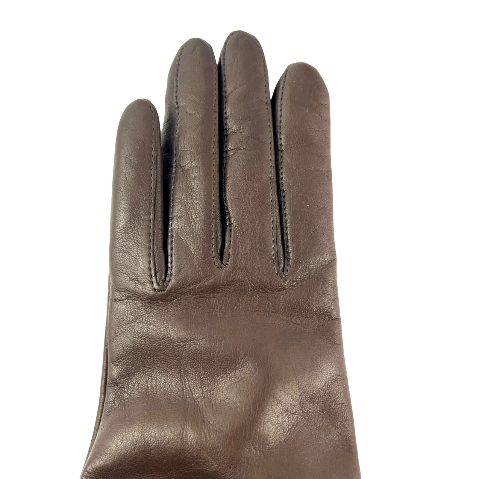 クロエ Chloe ファー付 手袋 グローブ レザー ブラウン 羊皮 ラビット