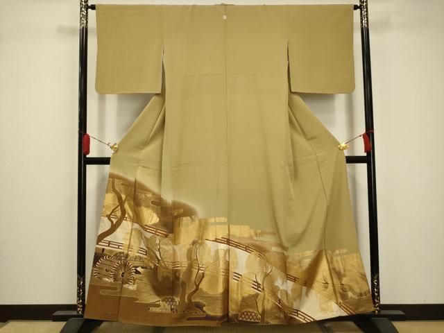 逸品】○作家訪問着○縮緬○流水文様○