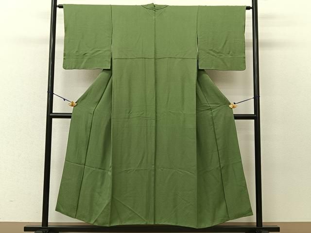 平和屋着物▽上質な色無地　単衣　抹茶色　正絹　逸品　未使用　DAAV9691sf 平和屋着物▽上質な色無地 単衣 抹茶色 正絹 逸品 未使用
