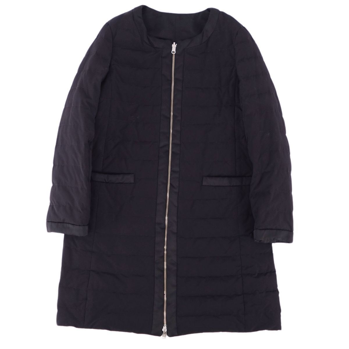 Courreges - 美品 クレージュ courreges ノーカラー ダウン コート ジャケット クレージュ courreges コート ダウンコート リバーシブル ノー