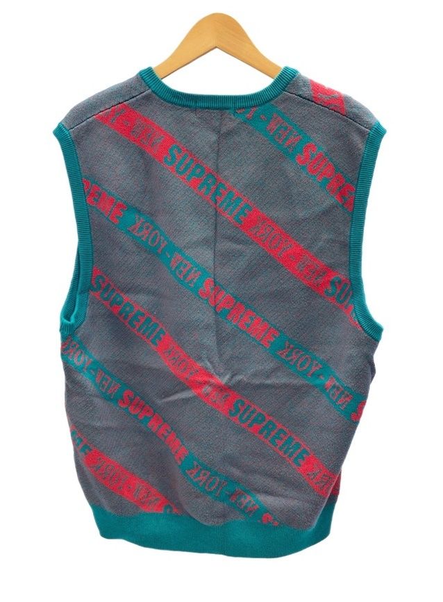 シュプリーム SUPREME Stripe Sweater Vest Teal ニットベスト コットンベスト ティール ベスト グリーン Lサイズ 101MT-2702