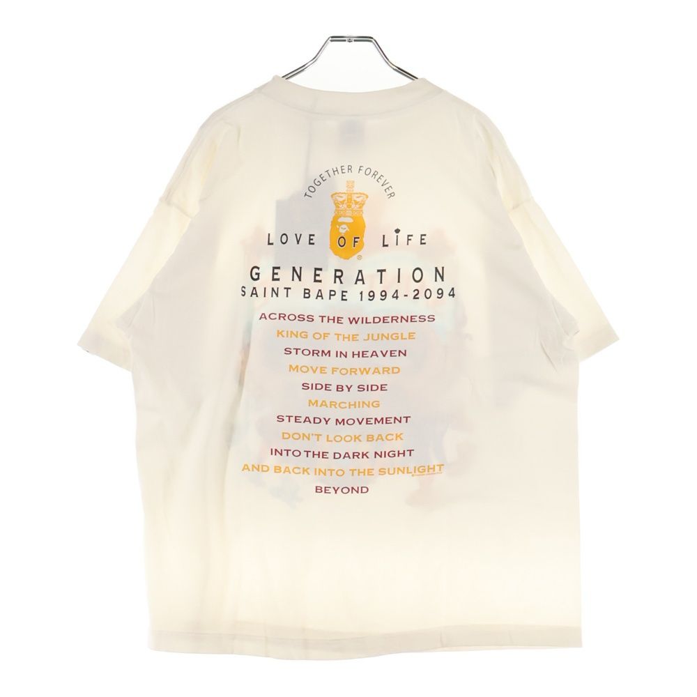 SAINT MICHAEL セントマイケル 25AW ×A BATHING APE BAPE SS TEE GENERATION SM-HR1-0000-C36 ×アベイシングエイプ プリント半袖Tシャツ ホワイト