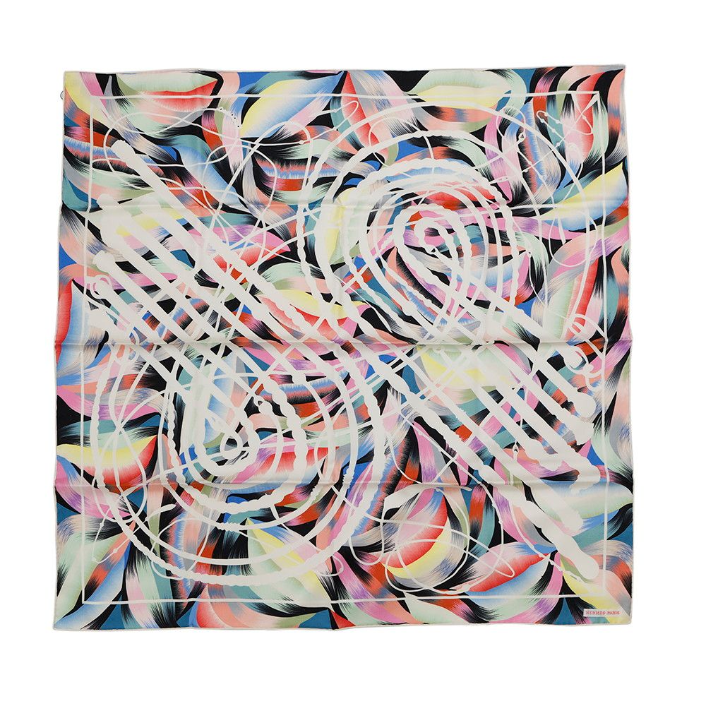 エルメス スカーフ カレ90 鞭とグリップ Marble Silk Fouets et Badines シルク HERMES 京都マーブル